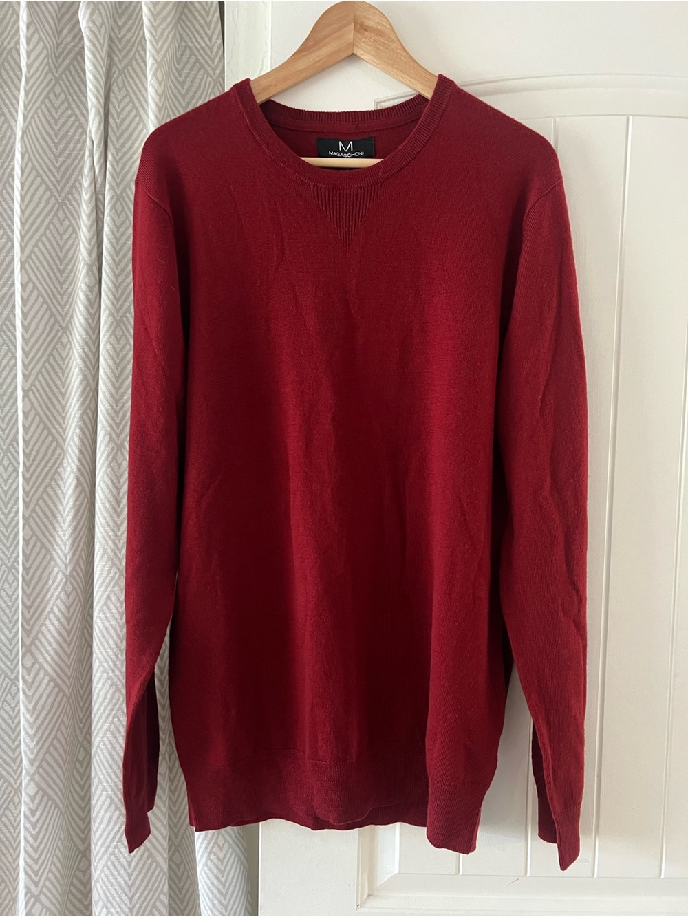 Magaschoni Unisex Crewneck Sweater - Deep Red 100% Wool Medium
